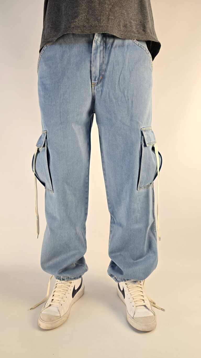 Baggy Cargo Long Jeans SW Chiaro 1